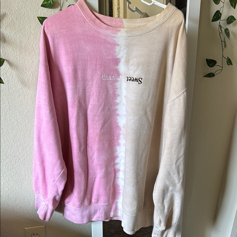 Ariana Grande Sweetener Split Crewneck Pink Tan Official Merch